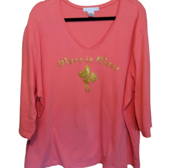 Tri-Mountian Tops - Tri-Mountian Coral 3/4 sleeve t-shirt